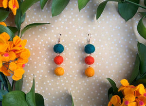 Teal | Dark Orange | Light Orange | Medium pom drop