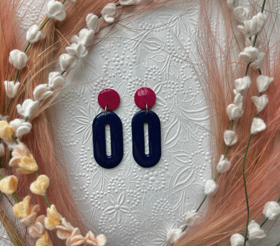 Oval | Navy - Pink