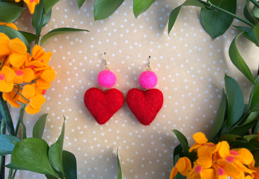 Red | Hot Pink Heart drop